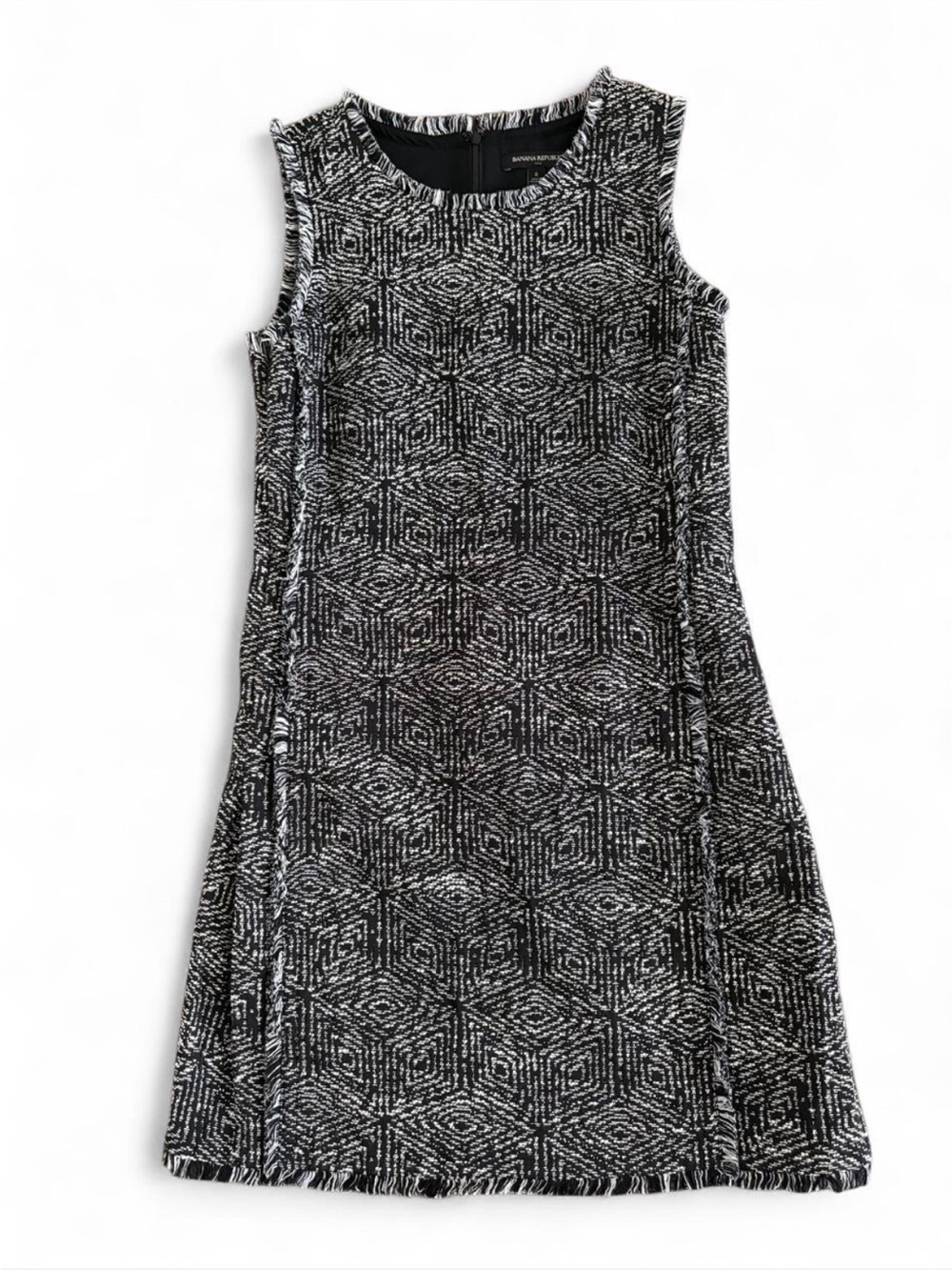 Banana Republic Geometric Tweed Fringe Shift Dress 8